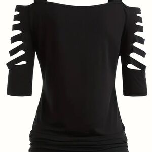 Black slits and cuts party shirt